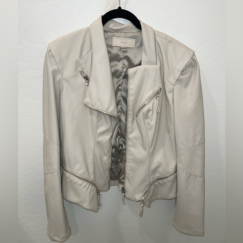 Blank NYC Cream Faux Leather Jacket